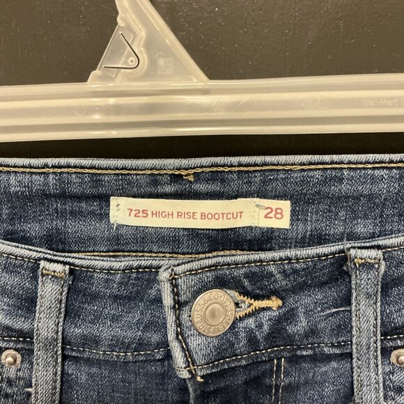 Levi's 725 High Rise Boot Cut Stretch Jeans Women's Size 28 Blue Denim Fast Ship - Picture 3 of 6